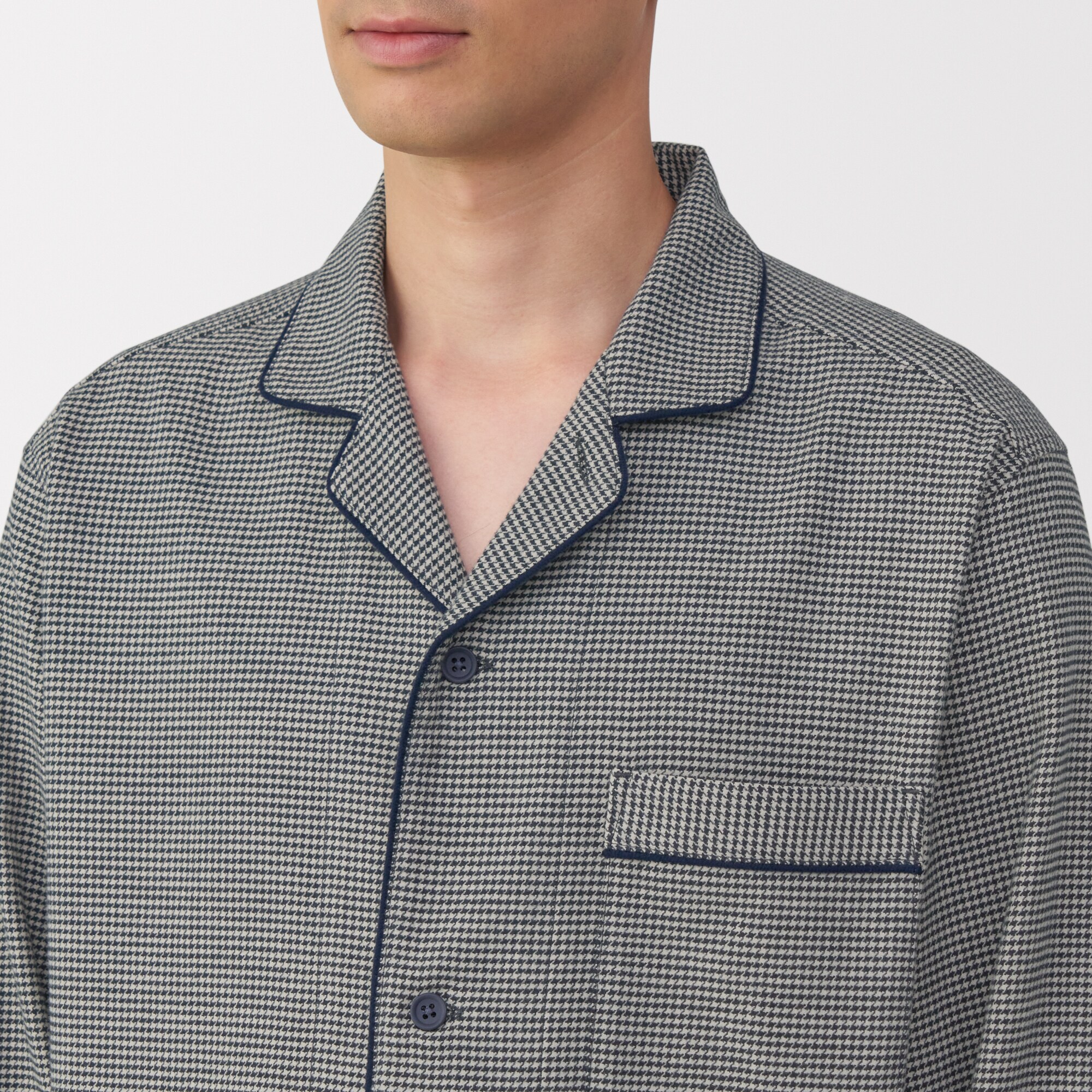 紳士　脇に縫い目のない　フランネル長袖パジャマ