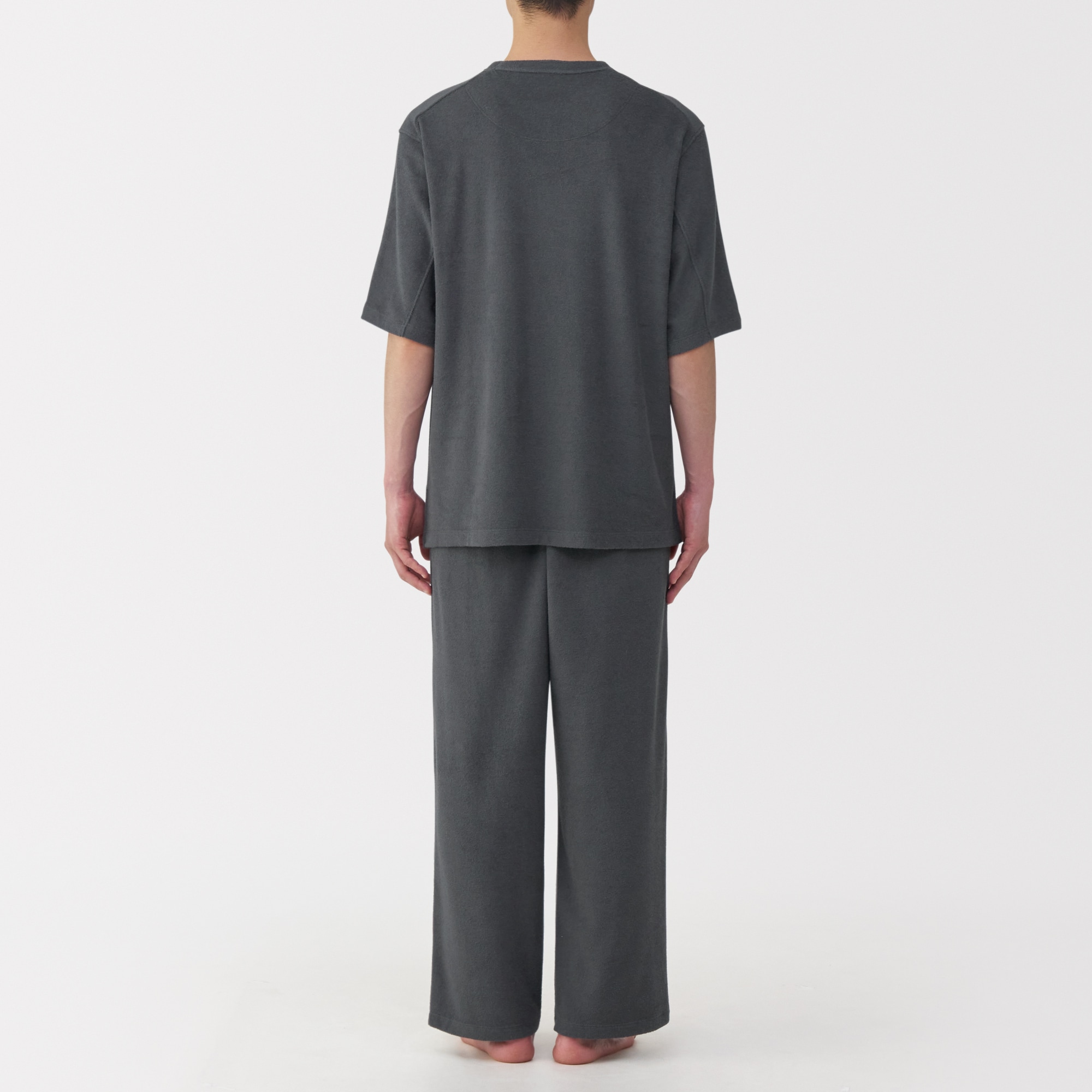 紳士　着るタオル　両面パイル　五分袖ルームウェアセット