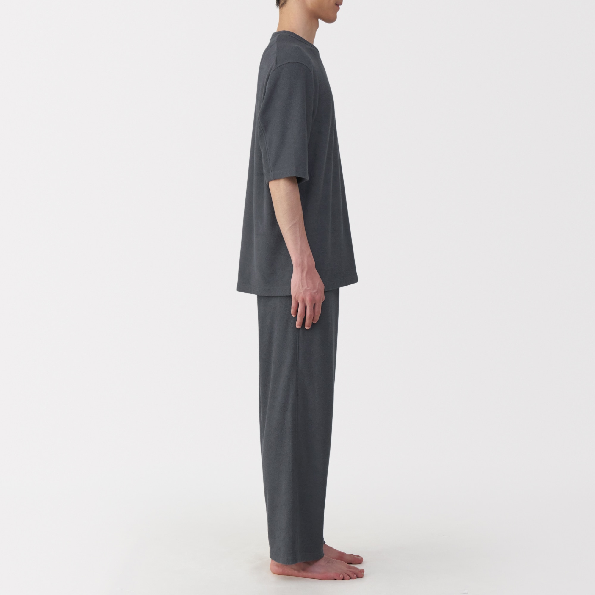 紳士　着るタオル　両面パイル　五分袖ルームウェアセット