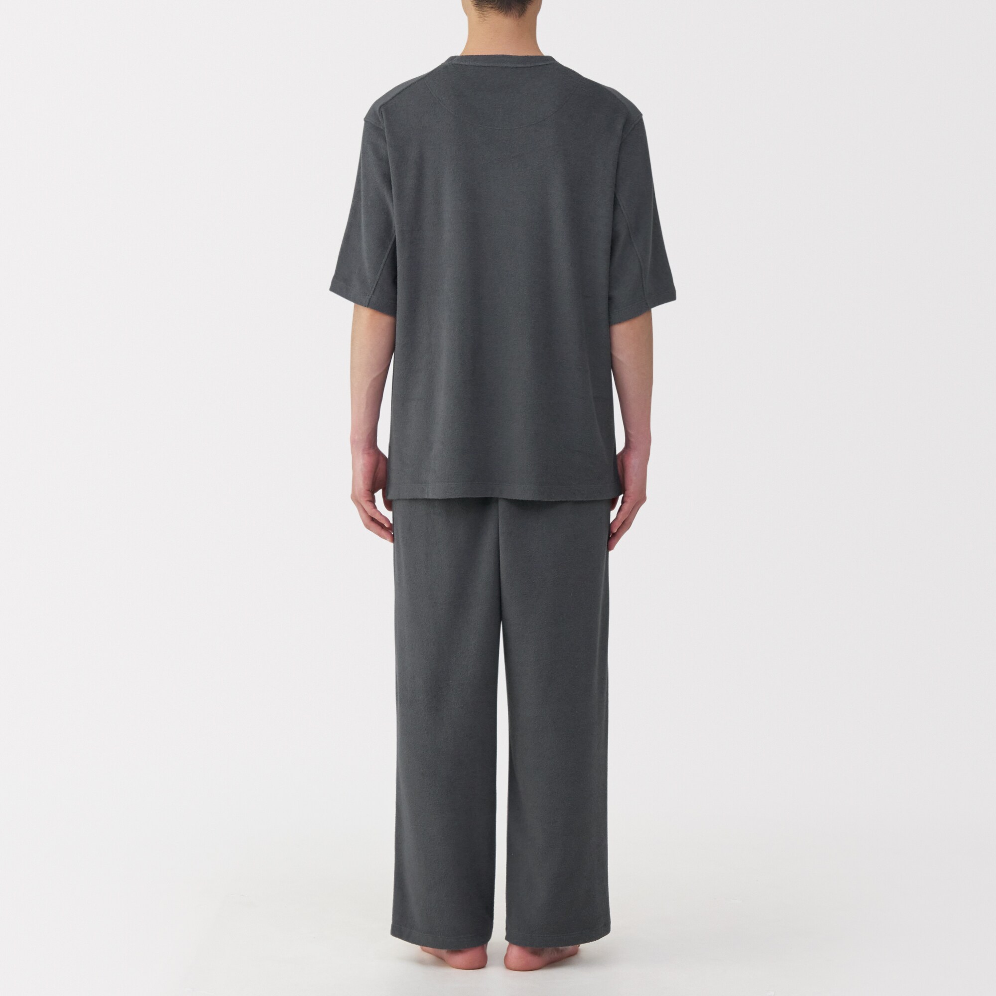 紳士　着るタオル　両面パイル　五分袖ルームウェアセット