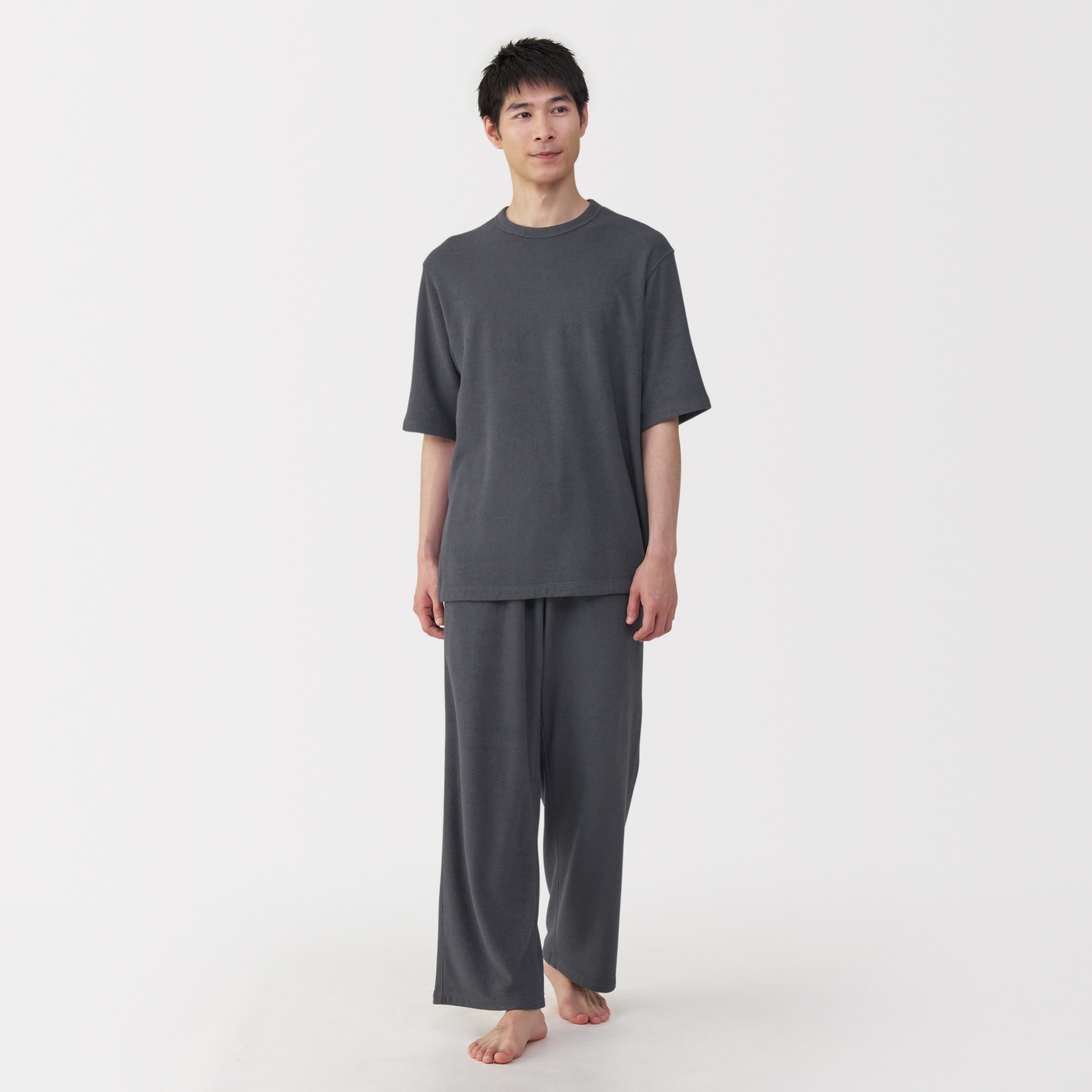 紳士 着るタオル 両面パイル 五分袖ルームウェアセット | 無印良品