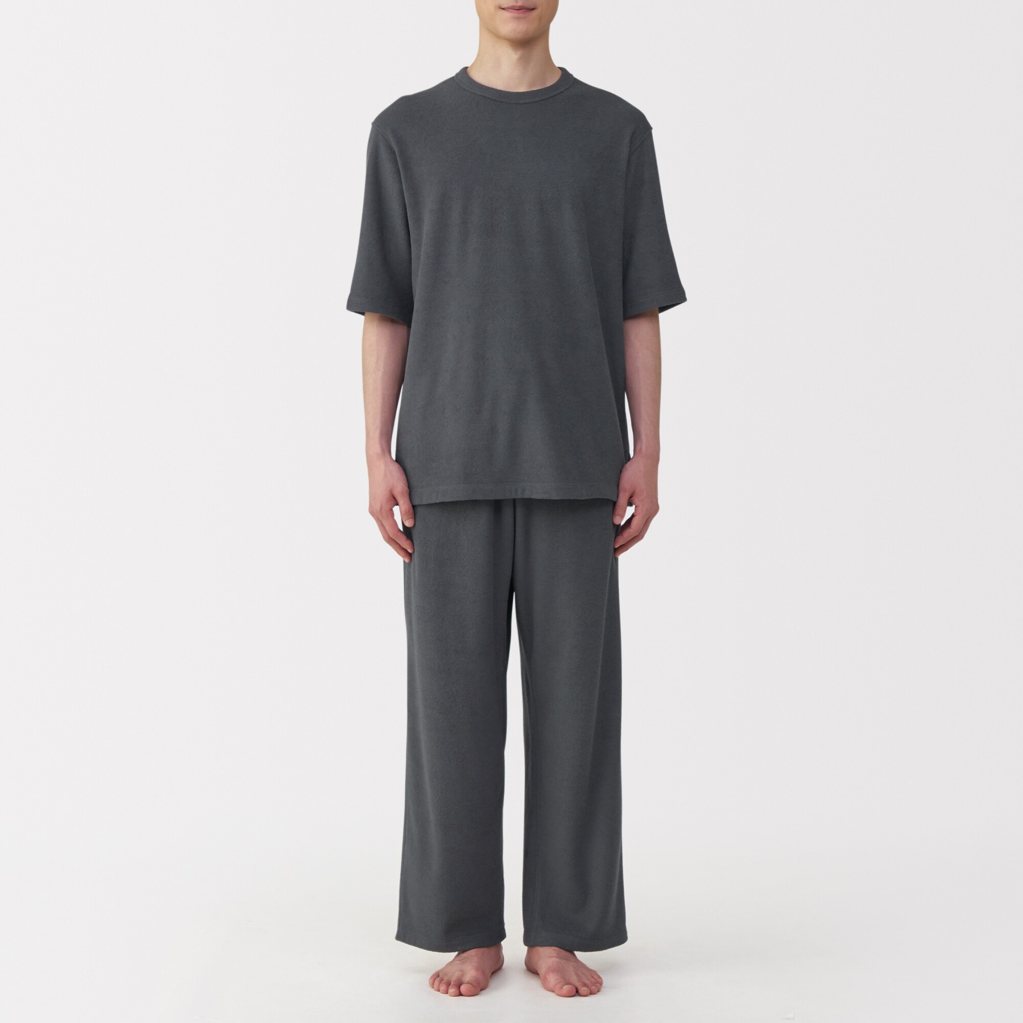 紳士 着るタオル 両面パイル 五分袖ルームウェアセット | 無印良品