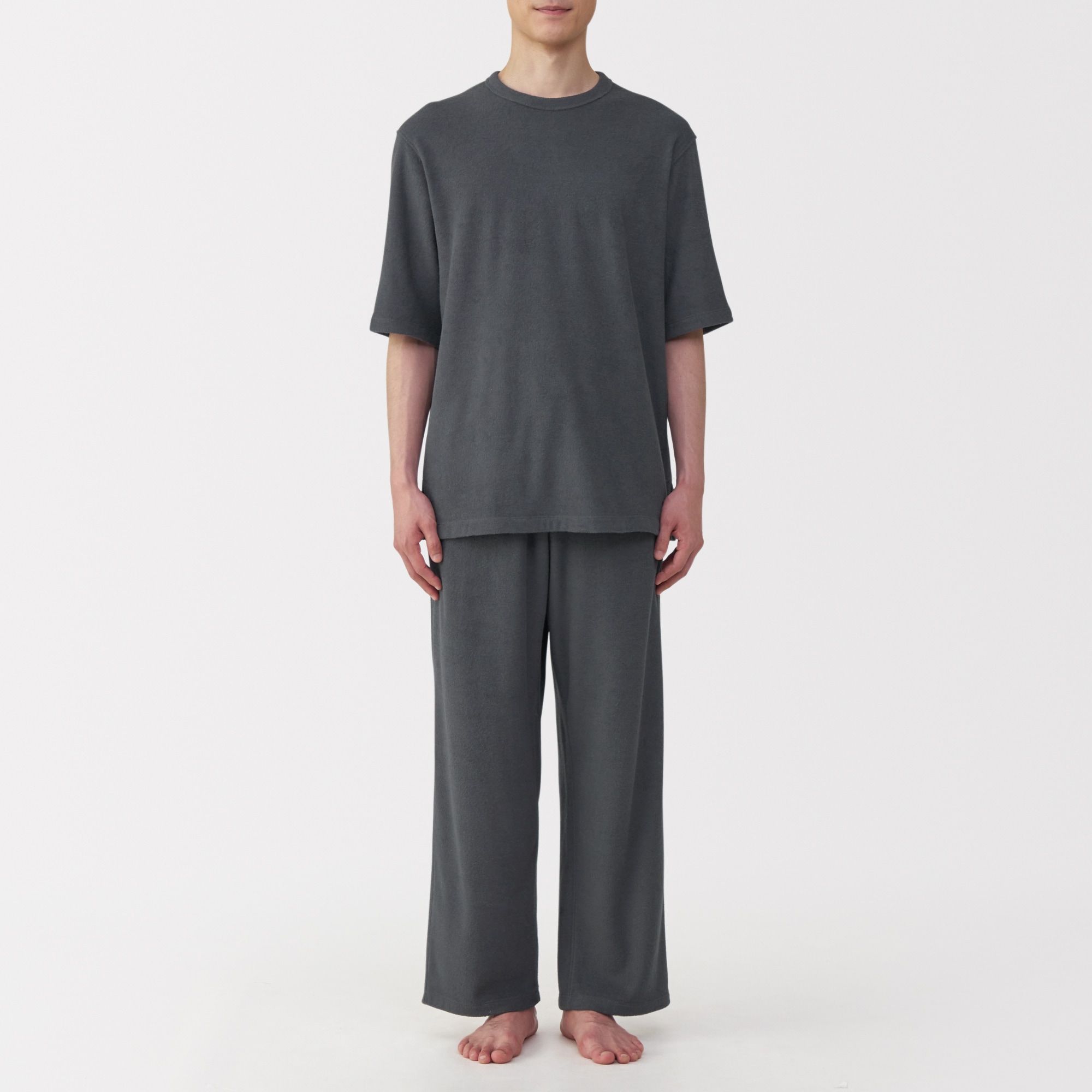 紳士　着るタオル　両面パイル　五分袖ルームウェアセット