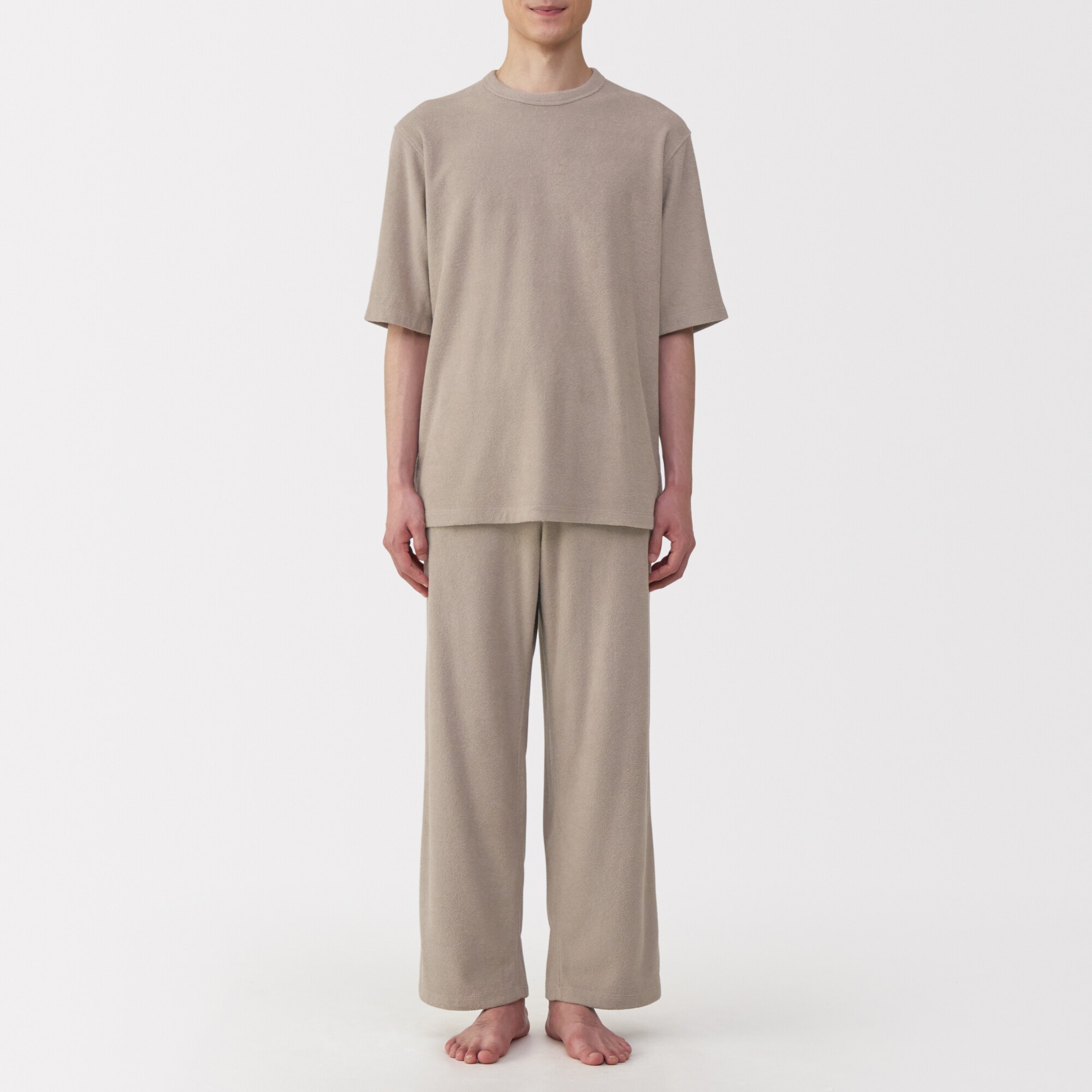 紳士　着るタオル　両面パイル　五分袖ルームウェアセット