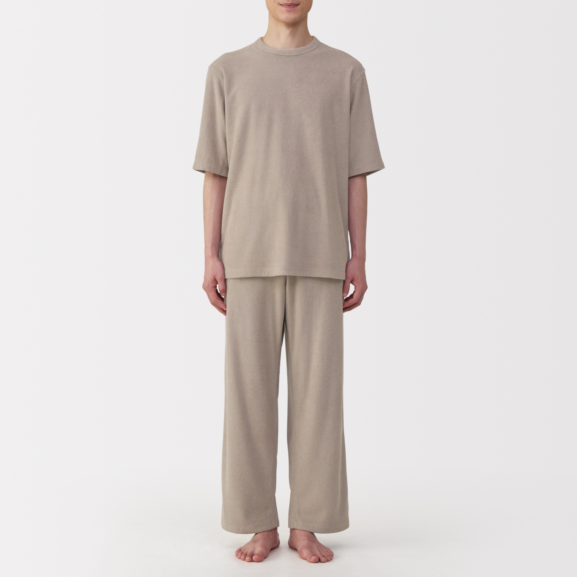 紳士　着るタオル　両面パイル　五分袖ルームウェアセット