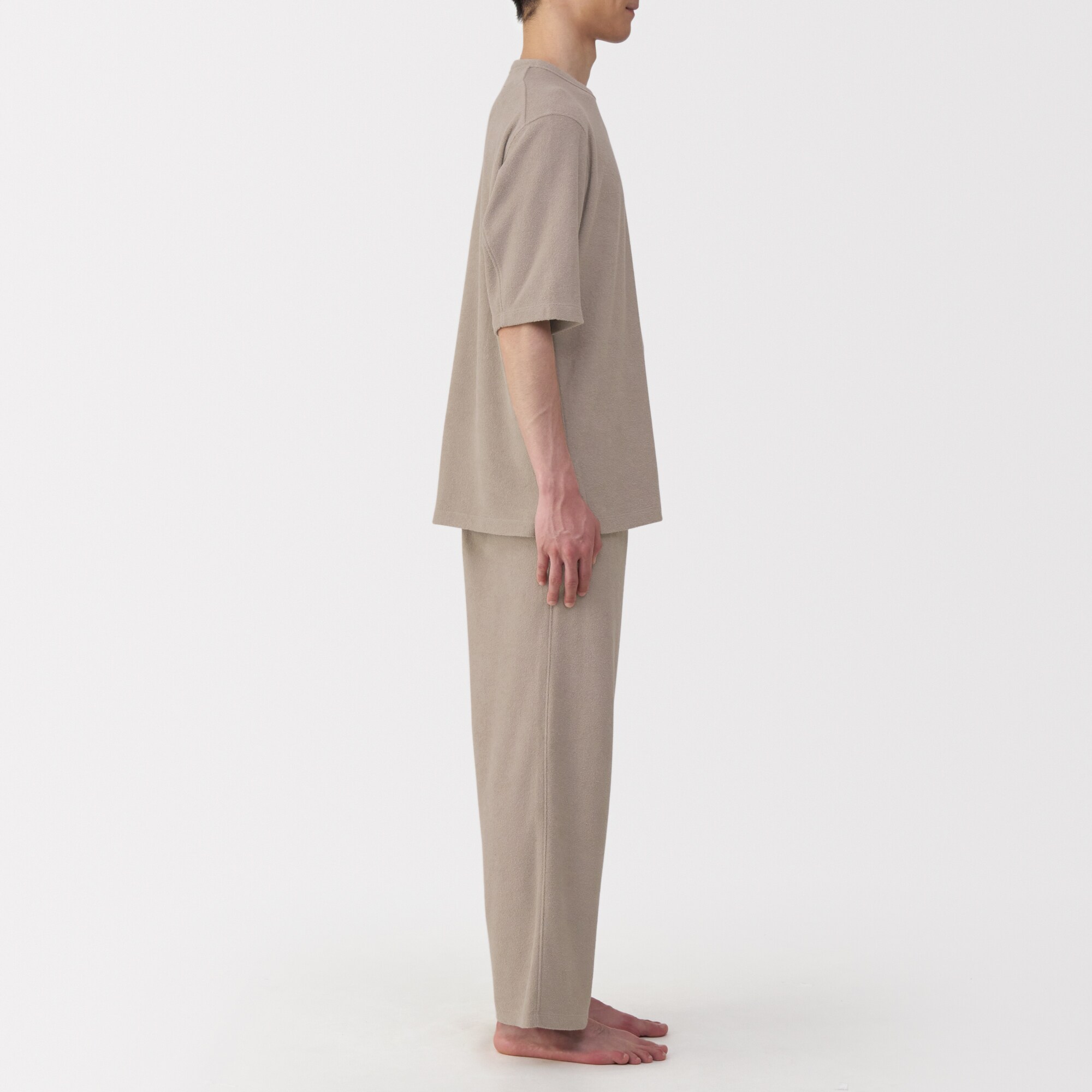 紳士　着るタオル　両面パイル　五分袖ルームウェアセット