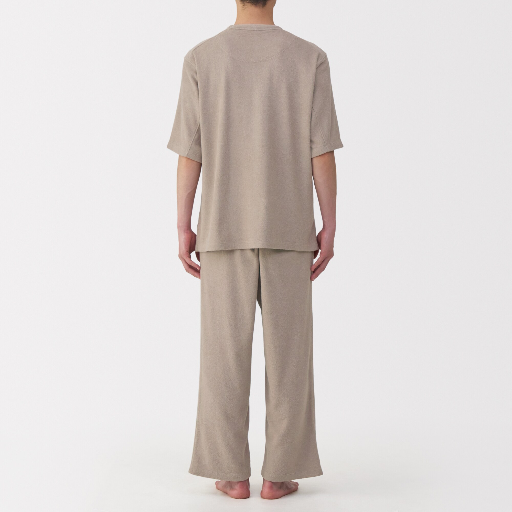 紳士　着るタオル　両面パイル　五分袖ルームウェアセット