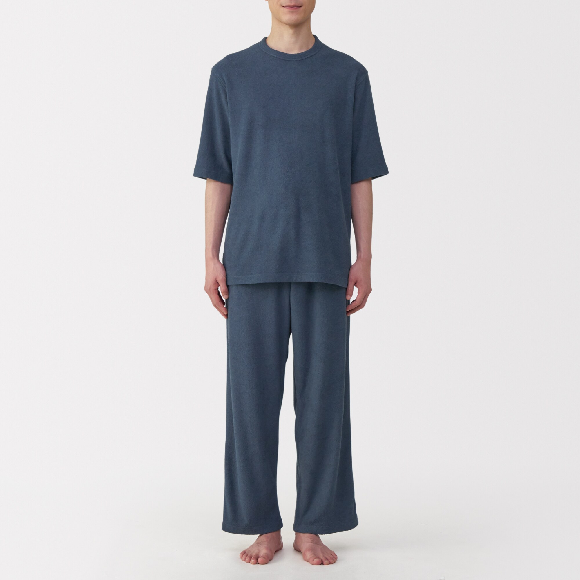 紳士　着るタオル　両面パイル　五分袖ルームウェアセット