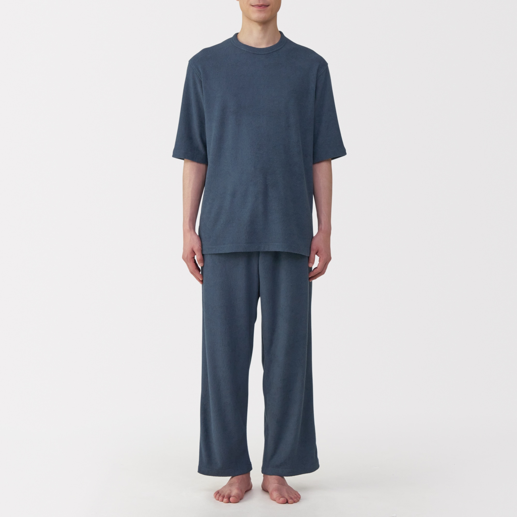 紳士　着るタオル　両面パイル　五分袖ルームウェアセット