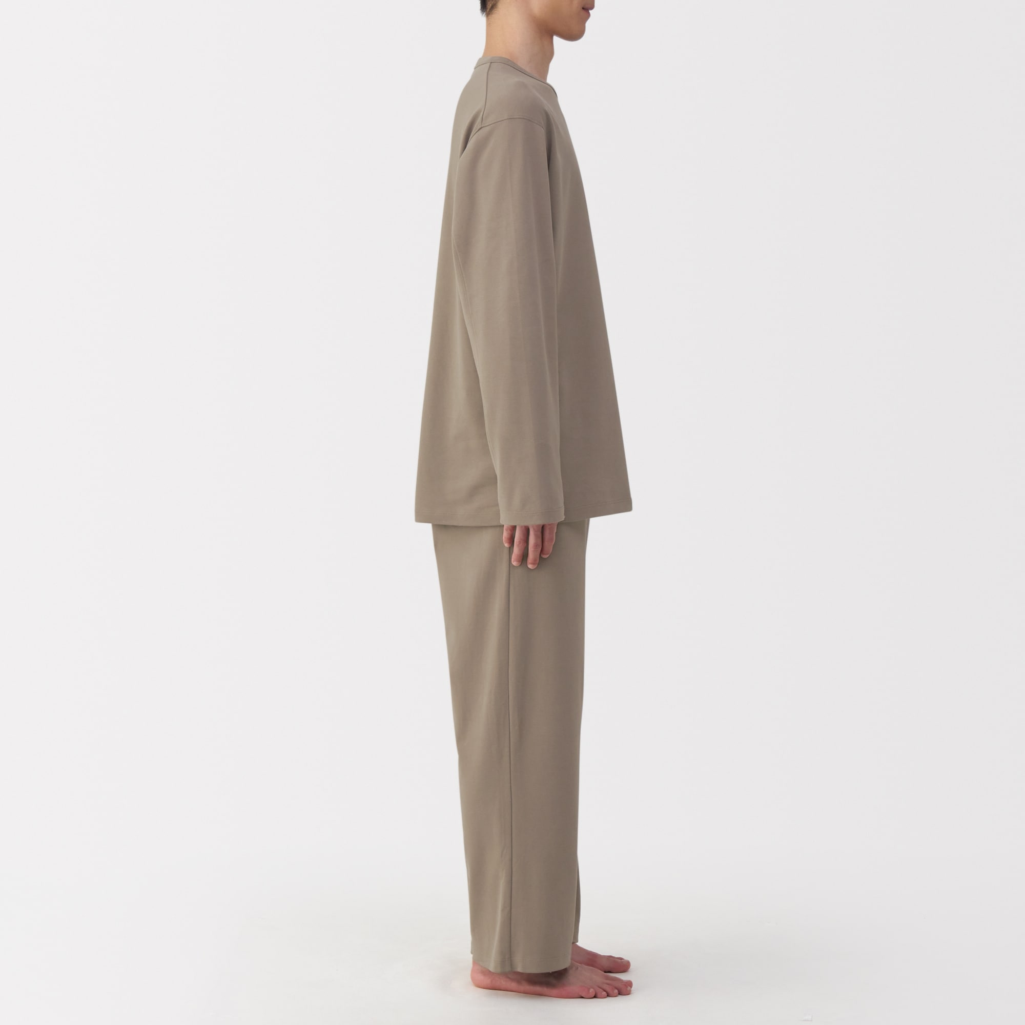 紳士　スムース編み　長袖ルームウェアセット