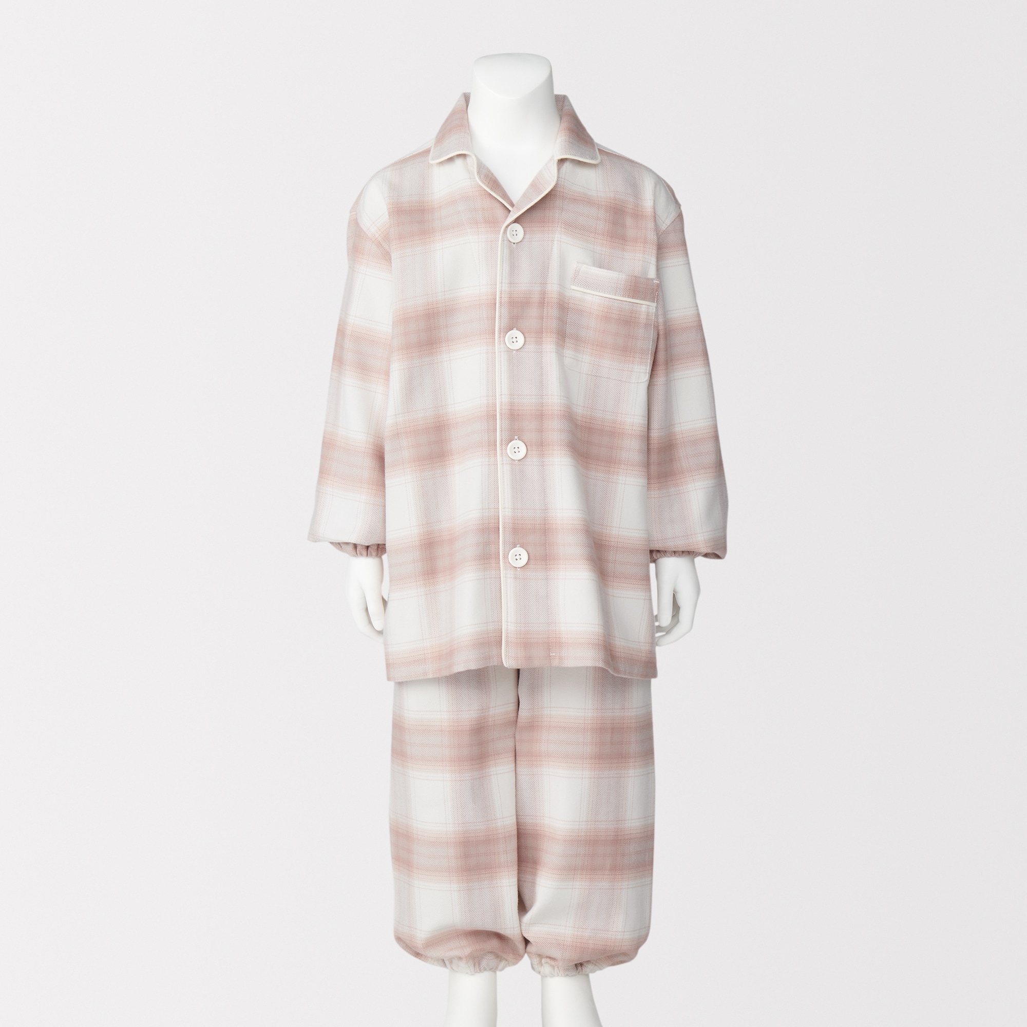 キッズ　脇に縫い目のない　フランネル　長袖パジャマ