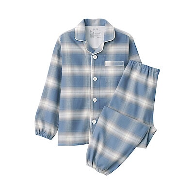 キッズ　脇に縫い目のない　フランネル　長袖パジャマ