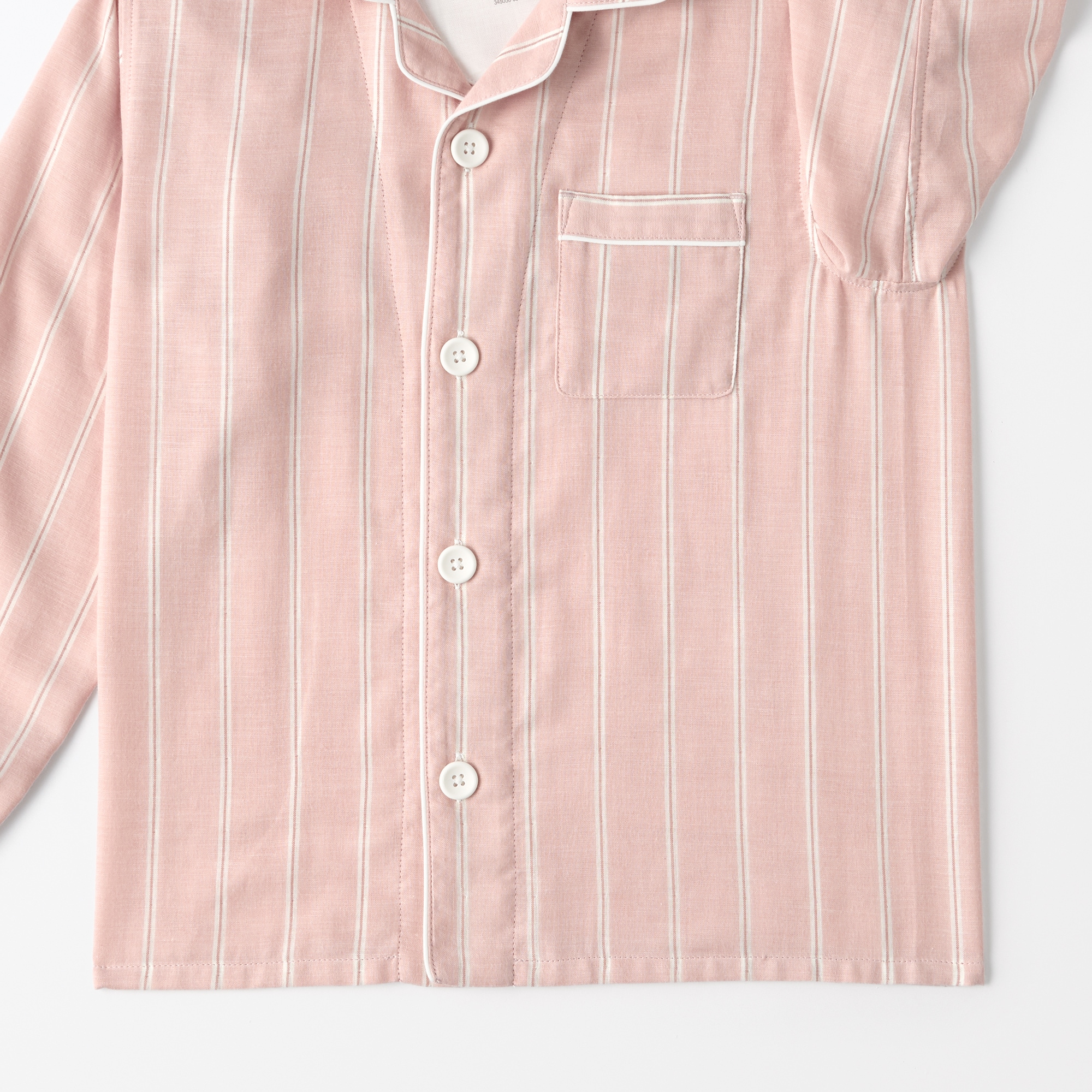 キッズ　脇に縫い目のない　二重ガーゼ長袖パジャマ