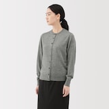 婦人　洗えるウールハイゲージクルーネックカーディガン