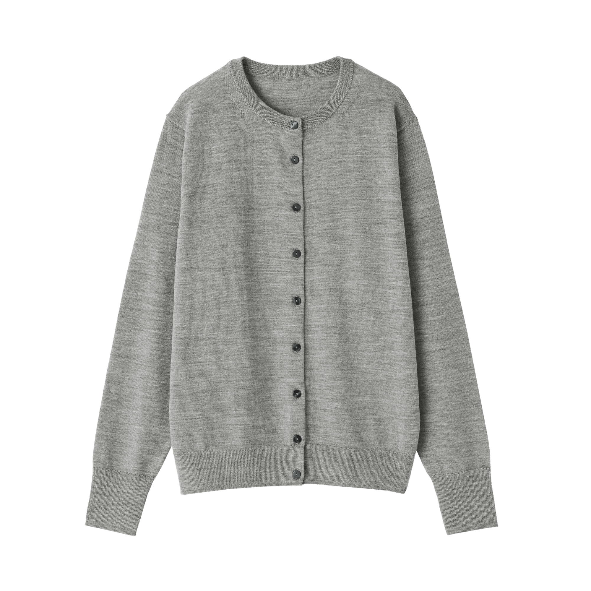 婦人　洗えるウールハイゲージクルーネックカーディガン