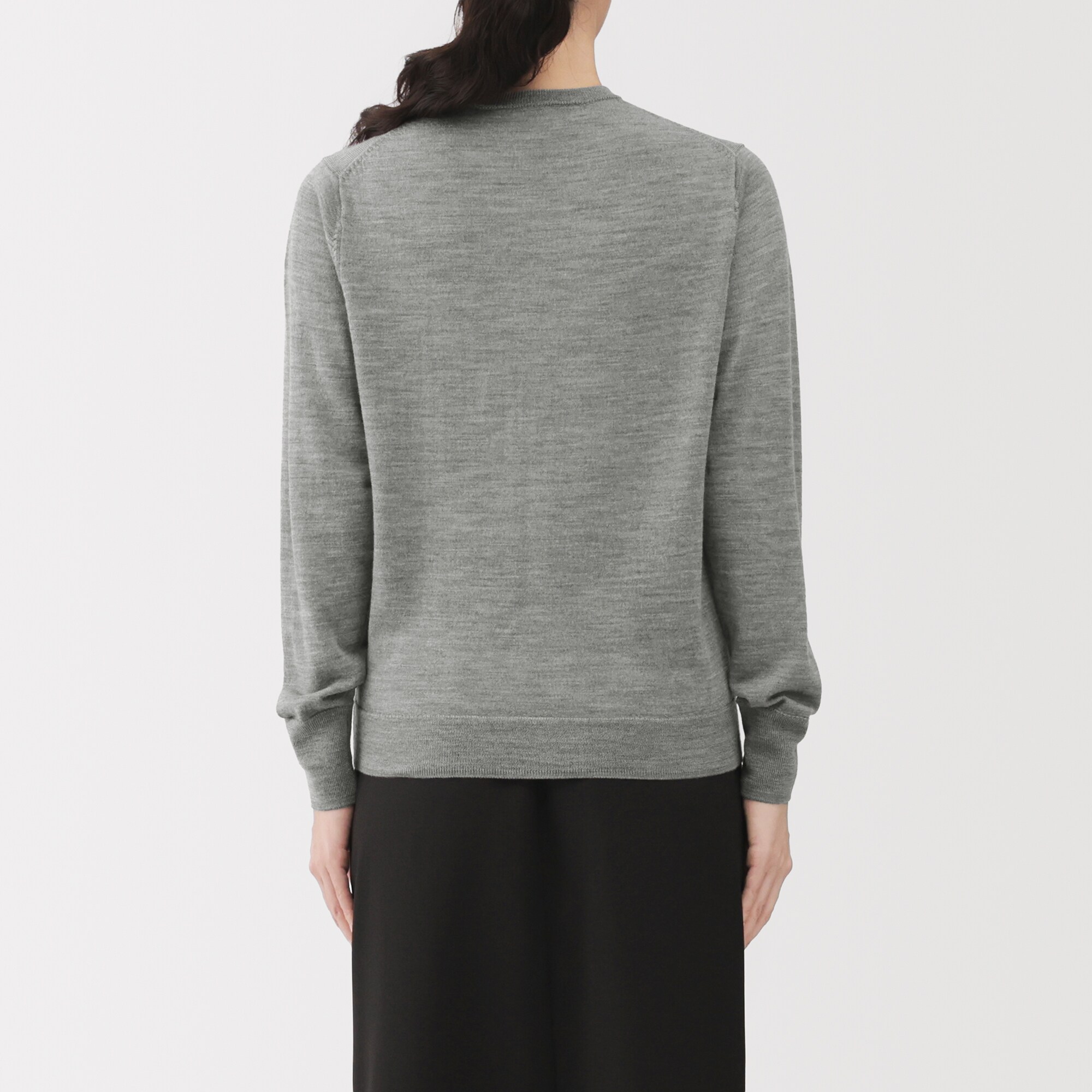 婦人　洗えるウールハイゲージクルーネックカーディガン