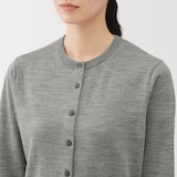 婦人　洗えるウールハイゲージクルーネックカーディガン