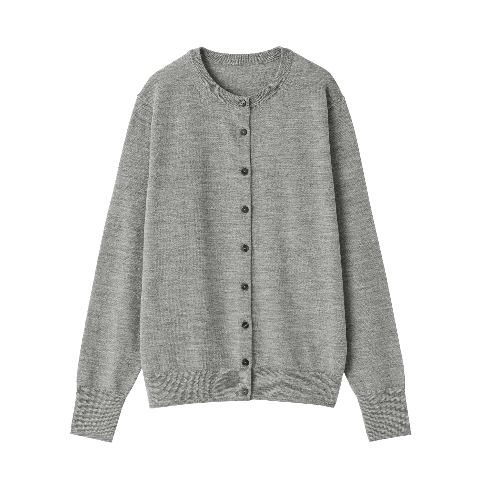 婦人　洗えるウールハイゲージクルーネックカーディガン