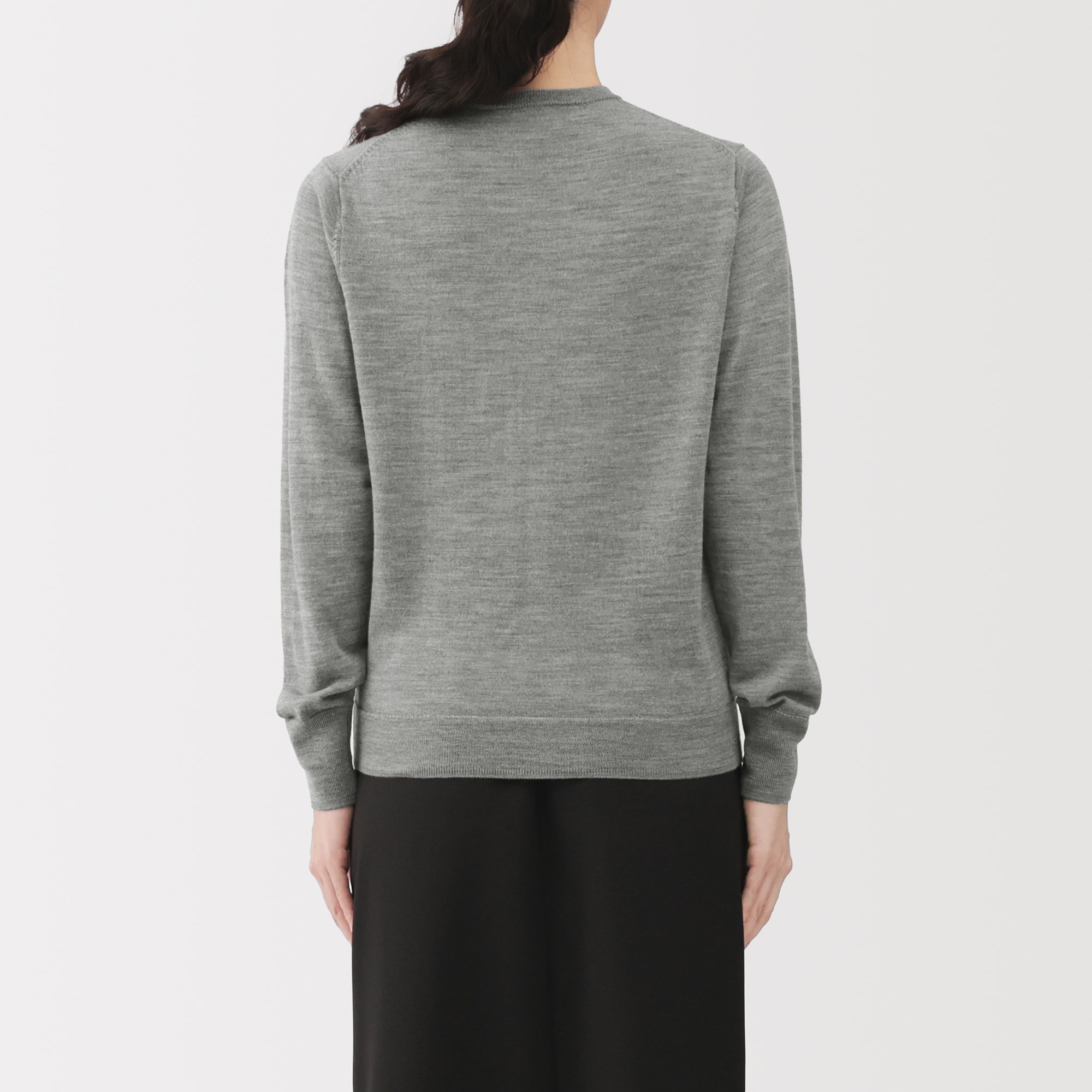 婦人　洗えるウールハイゲージクルーネックカーディガン