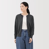 婦人　洗えるウールハイゲージクルーネックカーディガン