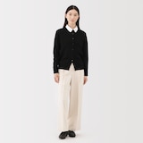 婦人　洗えるウールハイゲージクルーネックカーディガン