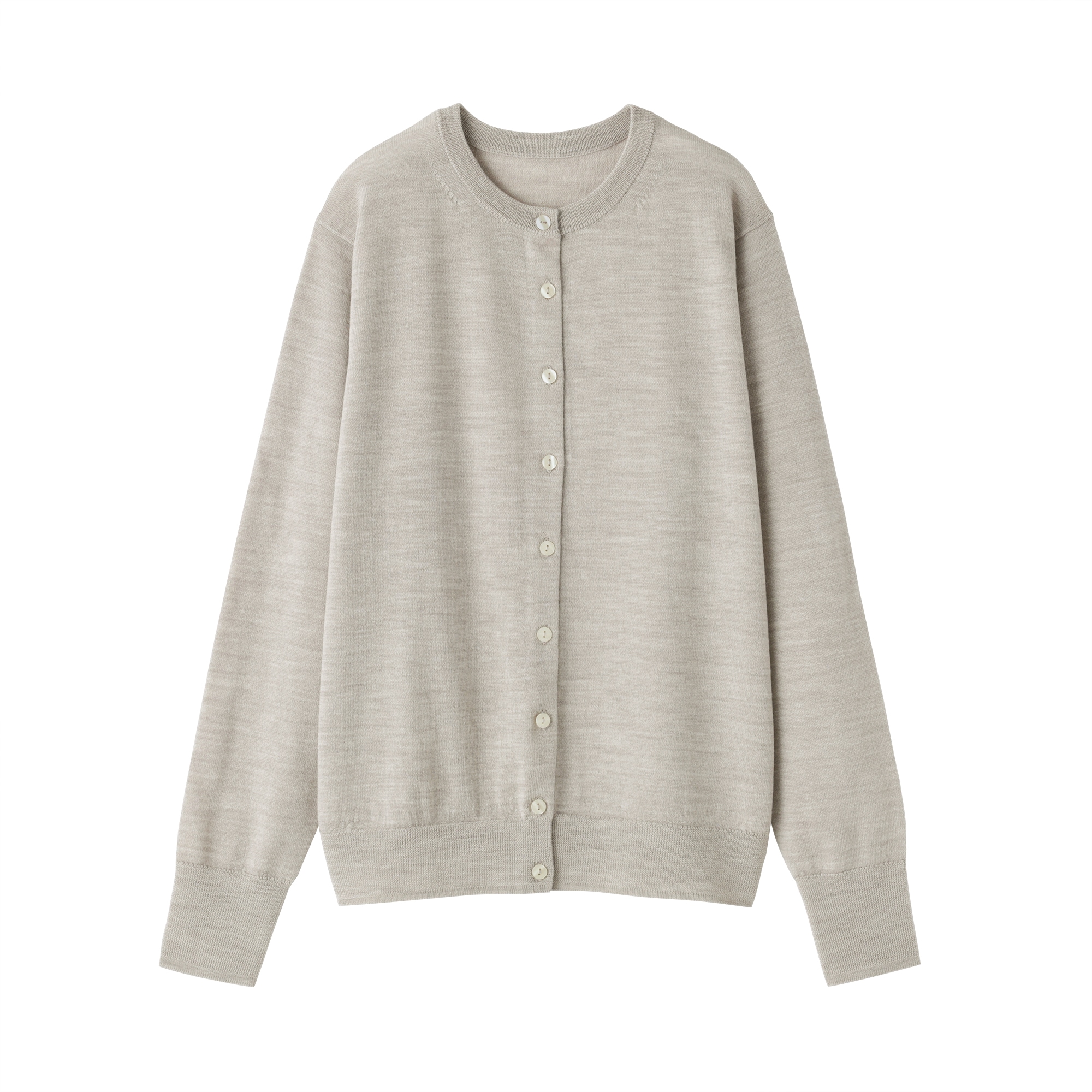 婦人　洗えるウールハイゲージクルーネックカーディガン