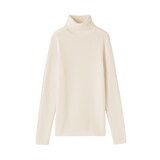 婦人　洗えるウールハイゲージリブタートルネックセーター