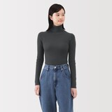 婦人　洗えるウールハイゲージリブタートルネックセーター