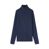 婦人　洗えるウールハイゲージリブタートルネックセーター