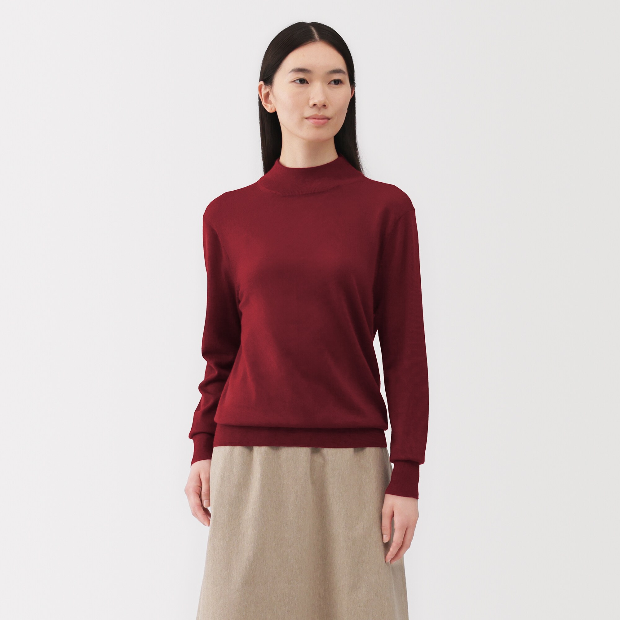 婦人　洗えるウールハイゲージハイネックセーター