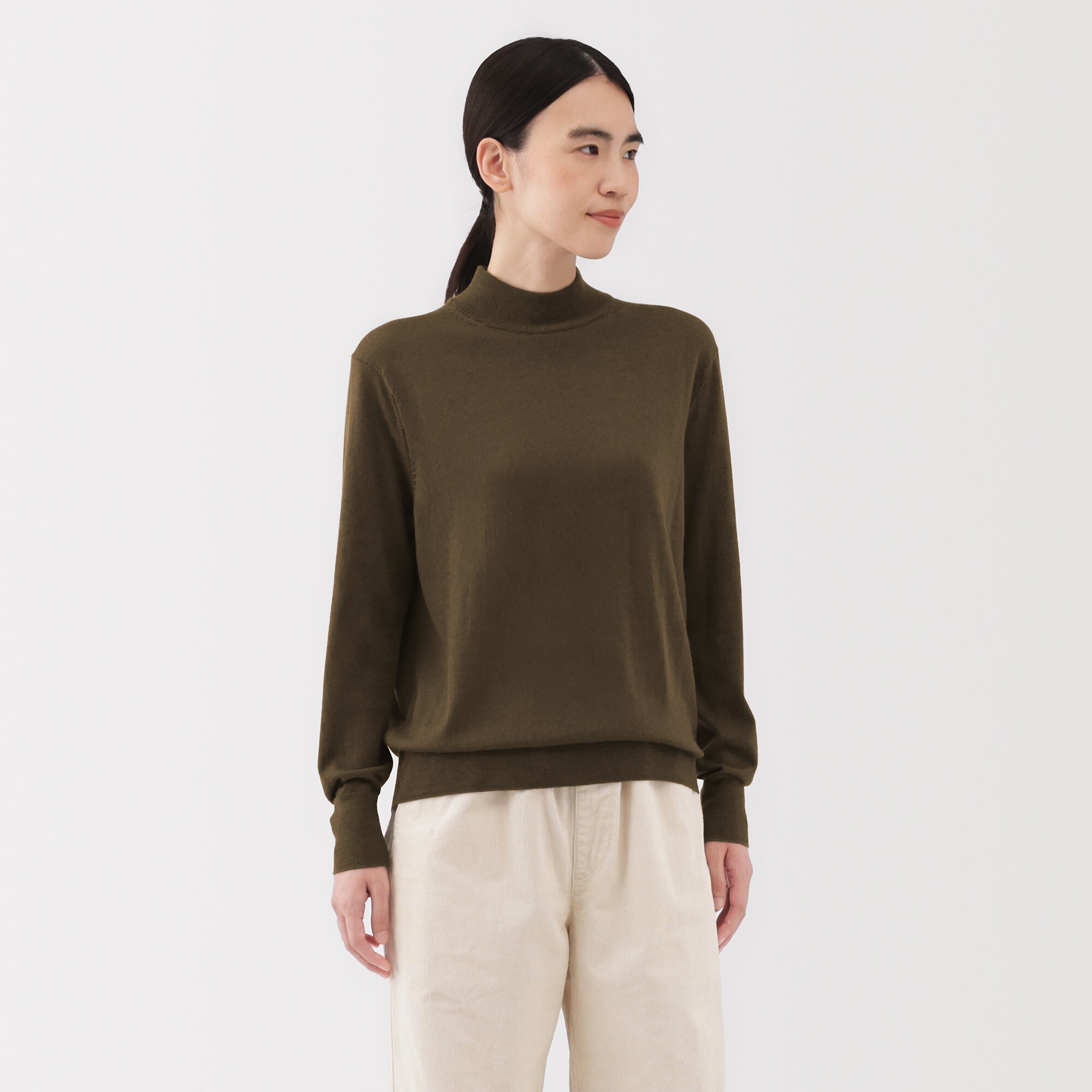 婦人　洗えるウールハイゲージハイネックセーター