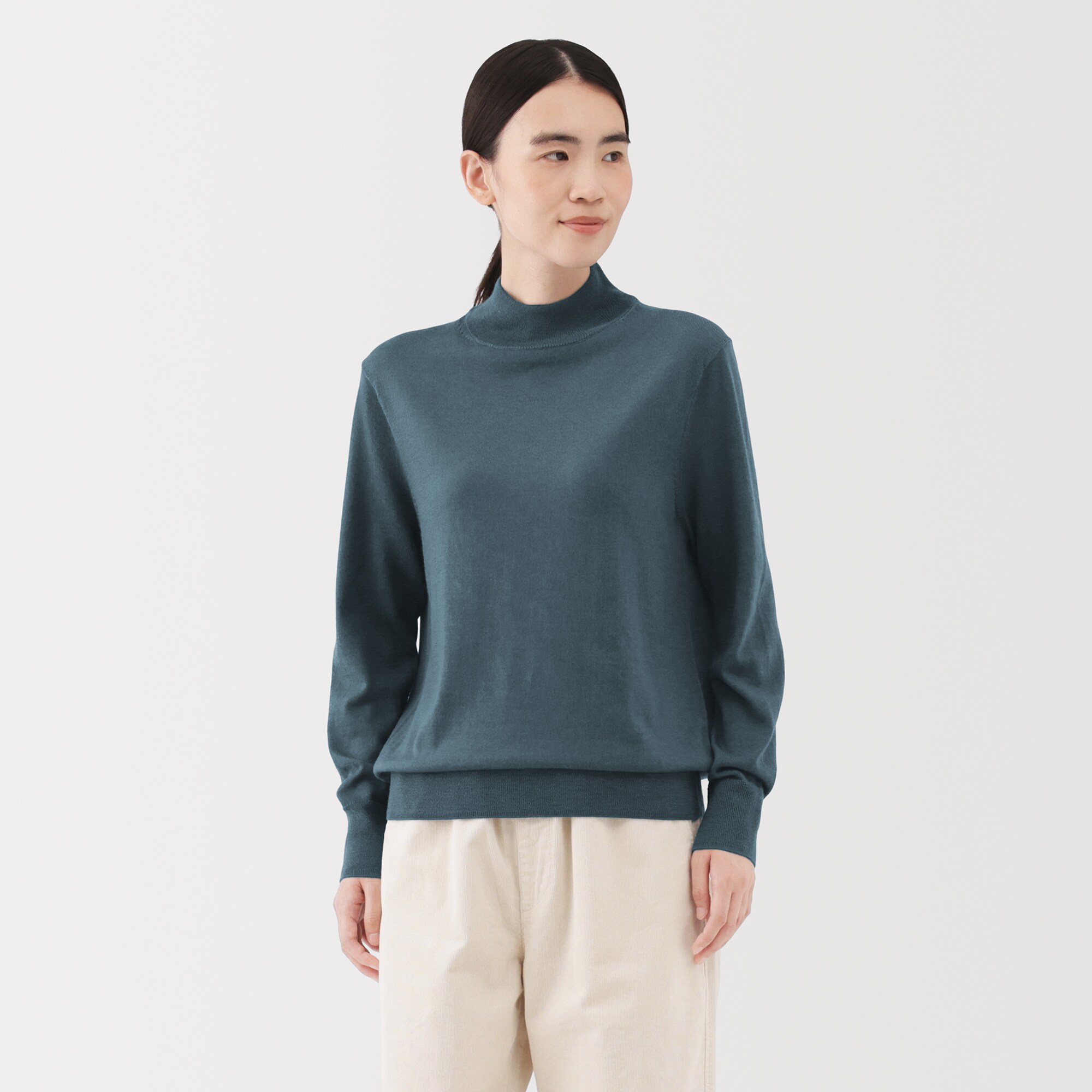 婦人　洗えるウールハイゲージハイネックセーター