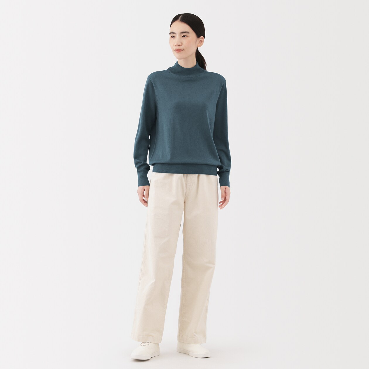 婦人　洗えるウールハイゲージハイネックセーター