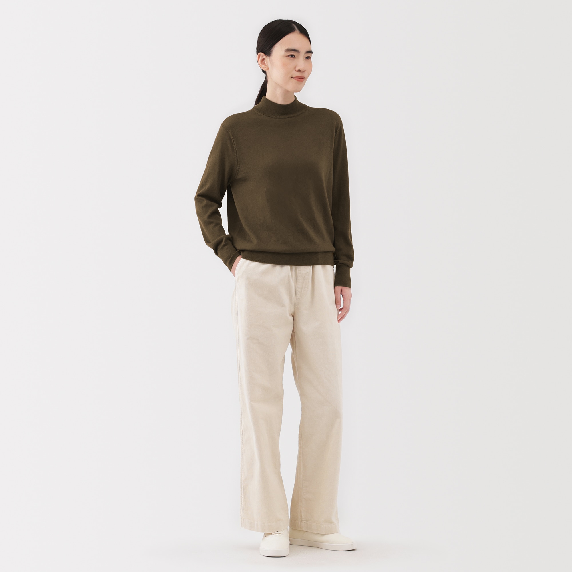 婦人　洗えるウールハイゲージハイネックセーター