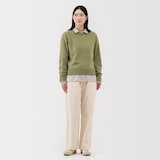 婦人　洗えるウールミドルゲージクルーネックセーター