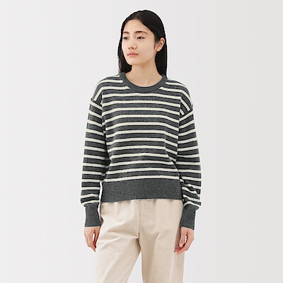 婦人　洗えるウールミドルゲージクルーネックセーター