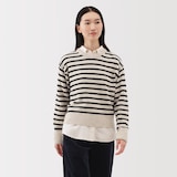 婦人　洗えるウールミドルゲージクルーネックセーター