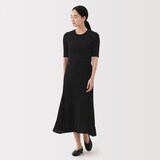 婦人　なめらかリブ編み五分袖セーター