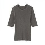 婦人　なめらかリブ編み五分袖セーター