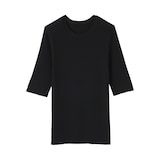 婦人　なめらかリブ編み五分袖セーター