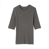 婦人　なめらかリブ編み五分袖セーター