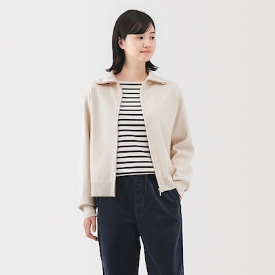 【８月中旬発売予定】婦人　洗えるミラノリブ編みブルゾン