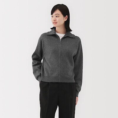 婦人　洗えるミラノリブ編みブルゾン