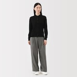 婦人　洗えるウールハイゲージポロカーディガン