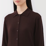 婦人　洗えるウールハイゲージポロカーディガン