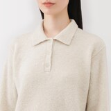 婦人　ウール混ブークレポロセーター