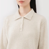 婦人　ウール混ブークレポロセーター