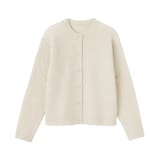 婦人　ウール混ブークレクルーネックカーディガン