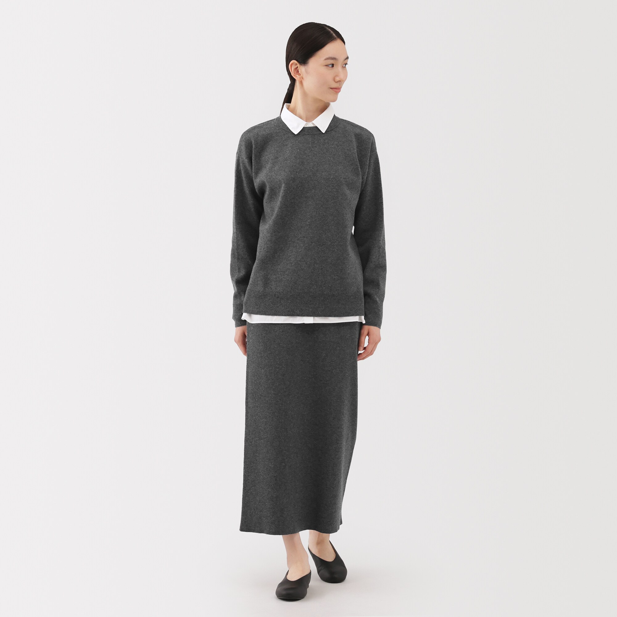 婦人　洗えるミラノリブ編みスカート