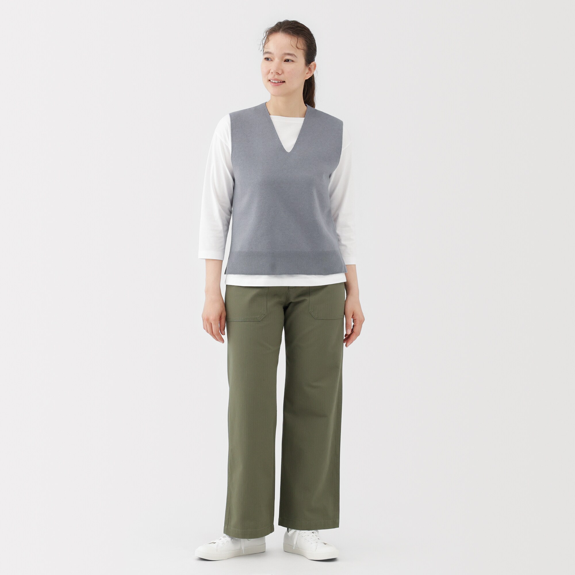 婦人　洗えるミラノリブ編みベスト